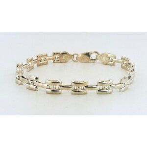 Elegant Estate Sterling Silver 925 Fancy Link Bracelet 7" Length